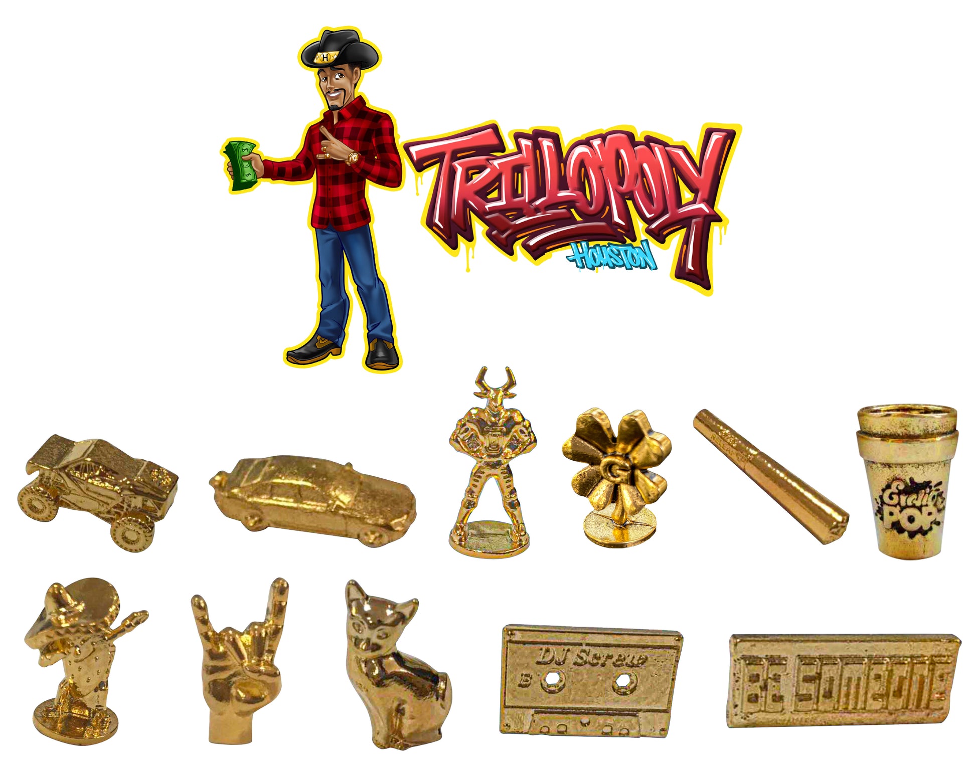 Trillopoly Game Pawns and  Satin Pawn Sack